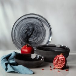 Sklenený set čierny 25 ks - Elements Glass
