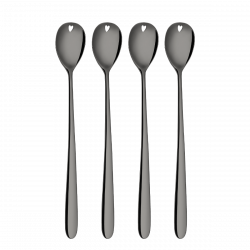 Latté lyžičky so srdiečkom sivé 4 ks set – Love Cutlery