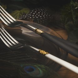 Príborový set 30 ks - Gaya Exeter Gold Ring čierny