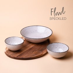 Set Flowl - Misky Gaya Atelier sivé fŕkané + Podnos Triangle Agát