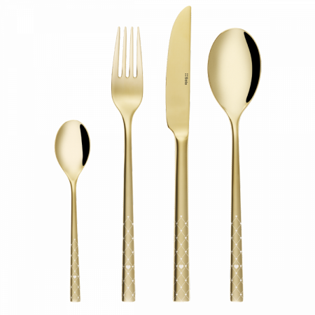 Príborový set 16 ks – Living PVD Champagne - Laser Love