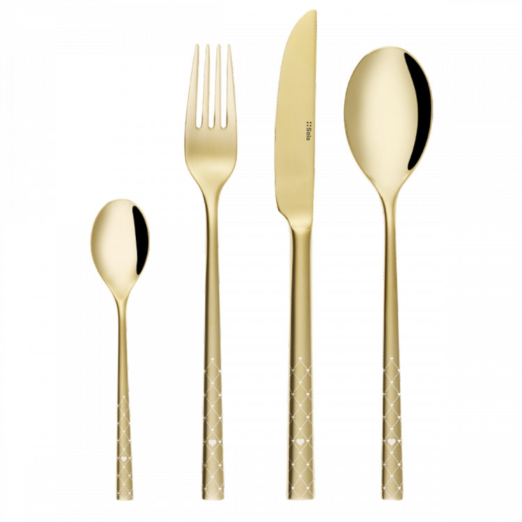 Príborový set 16 ks – Living PVD Champagne - Laser Love