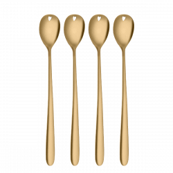 Latté lyžičky so srdiečkom zlaté 4 ks set – Love Cutlery