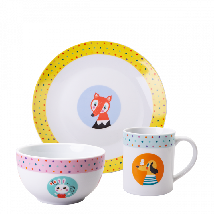 Detský porcelánový set 3 ks – KIDS World Animals