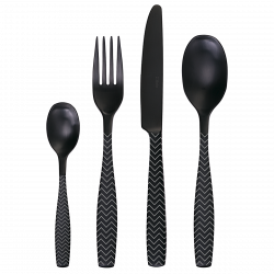 Príborový set 24 ks – Gaya All Satin čierny - Chevron