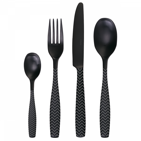 Príborový set 24 ks – Gaya All Satin čierny - Chevron