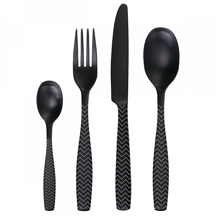 Príborový set 24 ks – Gaya All Satin čierny - Chevron