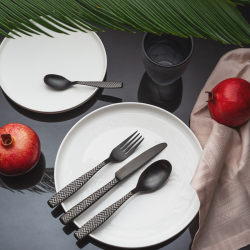 Príborový set 24 ks – Gaya All Satin čierny - Chevron